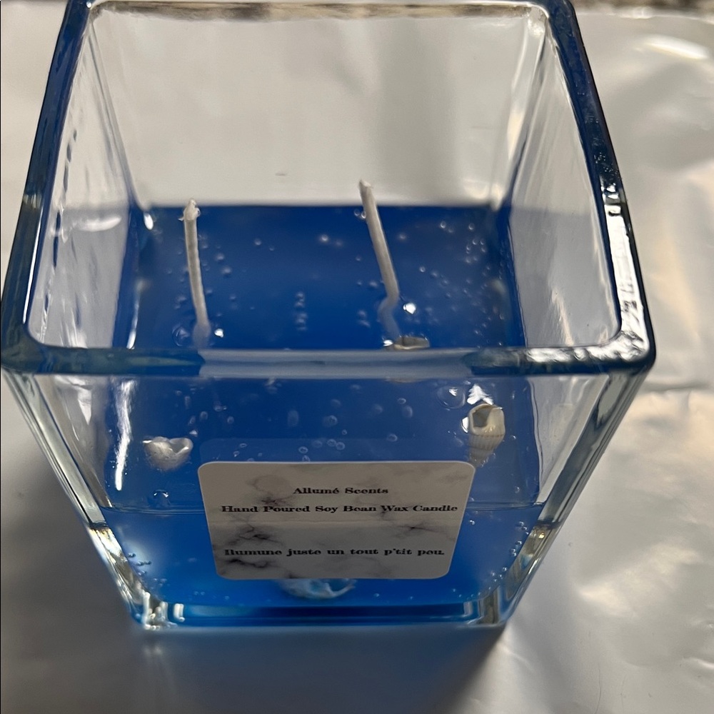 Homemade Blue Scented Gel Wax Candle
